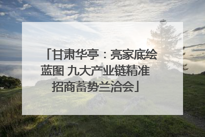 甘肃华亭：亮家底绘蓝图 九大产业链精准招商蓄势兰洽会