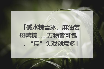 碱水粽雪冰、麻油姜母鸭粽……万物皆可包，“粽”头戏创意多