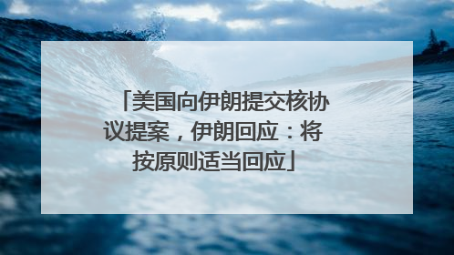 美国向伊朗提交核协议提案，伊朗回应：将按原则适当回应