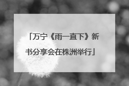 万宁《雨一直下》新书分享会在株洲举行