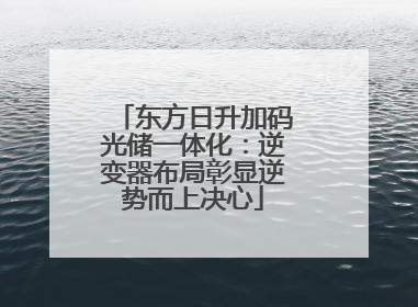 东方日升加码光储一体化：逆变器布局彰显逆势而上决心