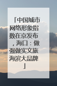 中国城市网络形象指数在京发布，海口：做强做实文旅海滨大品牌