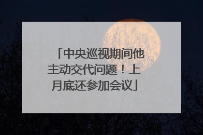 中央巡视期间他主动交代问题！上月底还参加会议