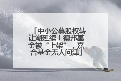 中小公募股权转让潮延续！德邦基金被“上架”，嘉合基金无人问津