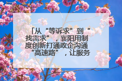 从“等诉求”到“找需求”，襄阳用制度创新打通政企沟通“高速路”，让服务“一键直达”
