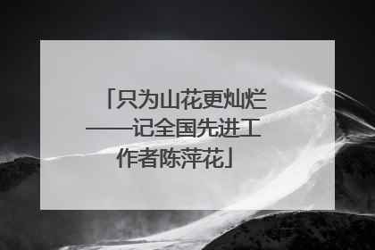只为山花更灿烂——记全国先进工作者陈萍花