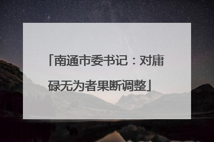 南通市委书记：对庸碌无为者果断调整