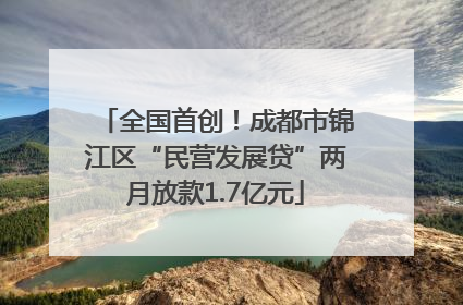 全国首创！成都市锦江区“民营发展贷”两月放款1.7亿元