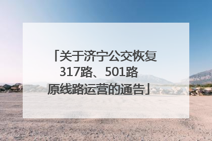 关于济宁公交恢复317路、501路原线路运营的通告