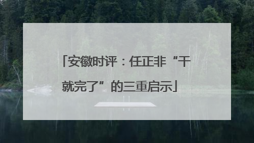 安徽时评：任正非“干就完了”的三重启示