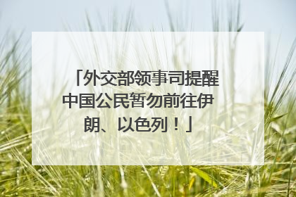 外交部领事司提醒中国公民暂勿前往伊朗、以色列！
