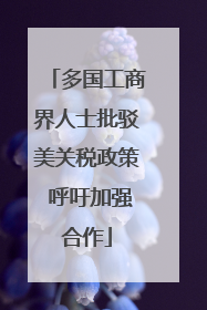 多国工商界人士批驳美关税政策 呼吁加强合作