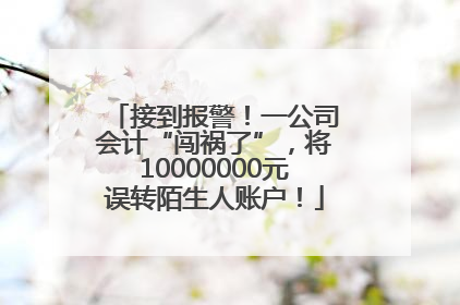 接到报警！一公司会计“闯祸了”，将10000000元误转陌生人账户！