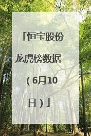 恒宝股份龙虎榜数据（6月10日）