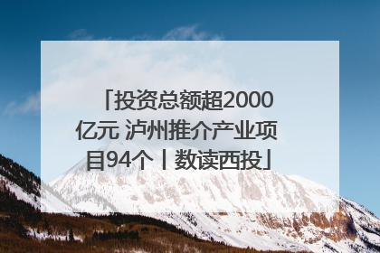 投资总额超2000亿元 泸州推介产业项目94个丨数读西投