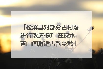 松溪县对部分古村落进行改造提升 在绿水青山间邂逅古韵乡愁