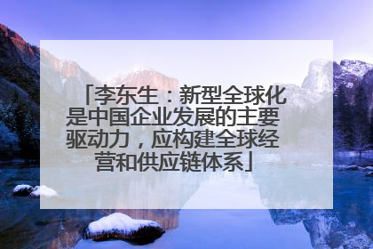 李东生：新型全球化是中国企业发展的主要驱动力，应构建全球经营和供应链体系