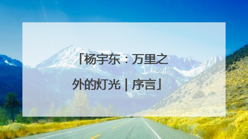杨宇东：万里之外的灯光｜序言