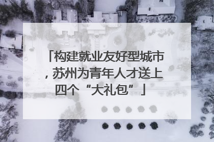 构建就业友好型城市，苏州为青年人才送上四个“大礼包”