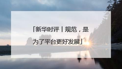新华时评丨规范，是为了平台更好发展