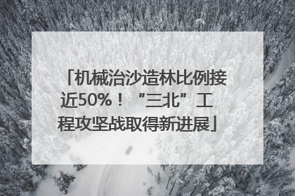 机械治沙造林比例接近50%！“三北”工程攻坚战取得新进展