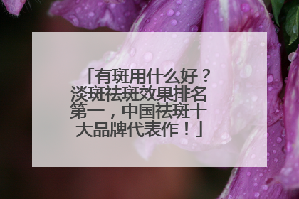 有斑用什么好？淡斑祛斑效果排名第一，中国祛斑十大品牌代表作！