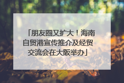 朋友圈又扩大！海南自贸港宣传推介及经贸交流会在大阪举办
