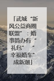 武城“新风公益商圈联盟”：婚事简办有“礼包” “幸福婚车”成新潮
