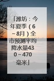 潍坊：今年夏季（6～8月）全市预测平均降水量430～470毫米