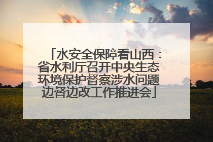 水安全保障看山西：省水利厅召开中央生态环境保护督察涉水问题边督边改工作推进会