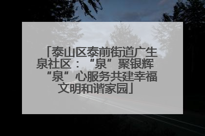 泰山区泰前街道广生泉社区：“泉”聚银辉“泉”心服务共建幸福文明和谐家园
