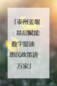 泰州姜堰：基层赋能数字提速 惠民政策进万家
