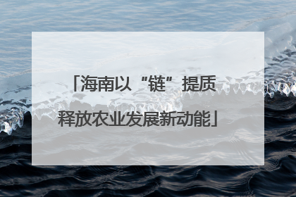 海南以“链”提质 释放农业发展新动能
