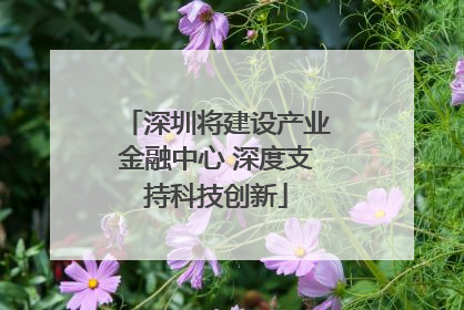 深圳将建设产业金融中心 深度支持科技创新