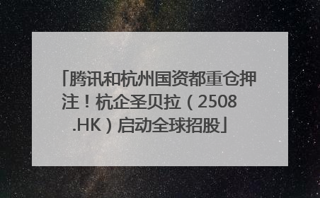 腾讯和杭州国资都重仓押注！杭企圣贝拉（2508.HK）启动全球招股