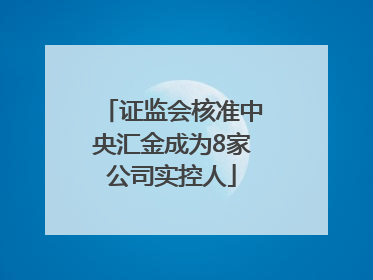 证监会核准中央汇金成为8家公司实控人