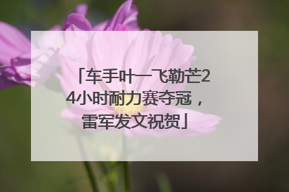 车手叶一飞勒芒24小时耐力赛夺冠，雷军发文祝贺