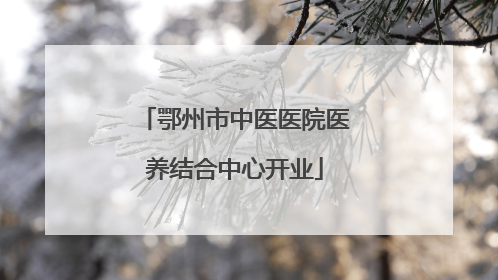 鄂州市中医医院医养结合中心开业