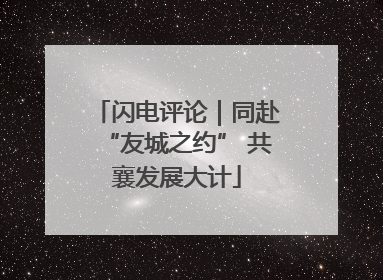 闪电评论｜同赴“友城之约” 共襄发展大计