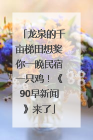 龙泉的千亩梯田想奖你一晚民宿一只鸡！《90早新闻》来了