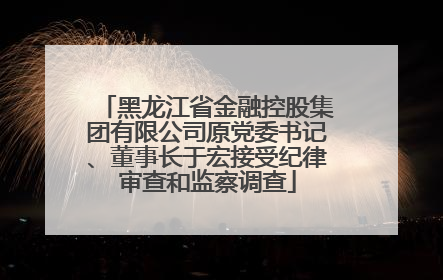 黑龙江省金融控股集团有限公司原党委书记、董事长于宏接受纪律审查和监察调查